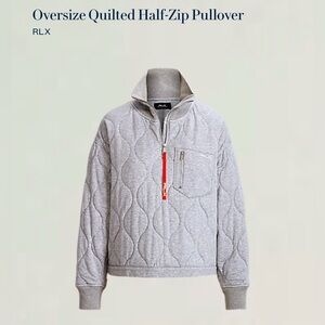 RLX oversized quilted half zip pullover with side zips (grey, small)